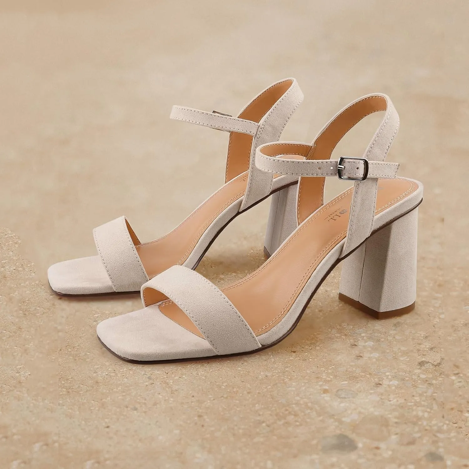 BCTEX COLL Women's Black Brown Nude Heels Open Toe Ankle Strap Heels for Women Comfortable High Chunky Block Casual Dressy Heel Sandals