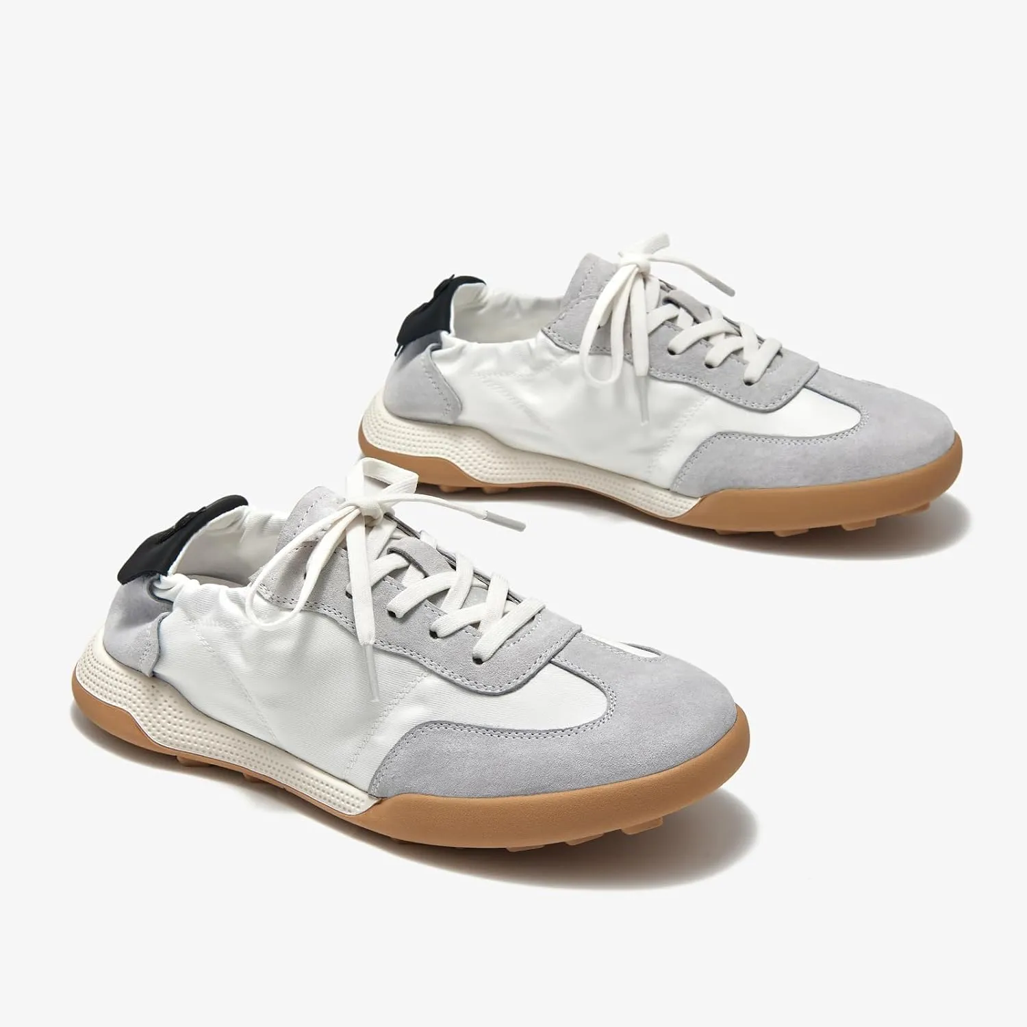 BEAU TODAY Fashion Sneakers Women, Casual Walking Sneakers for Women, Comfortable Non-Slip Lace-Up Womens Leather Flat Shoes