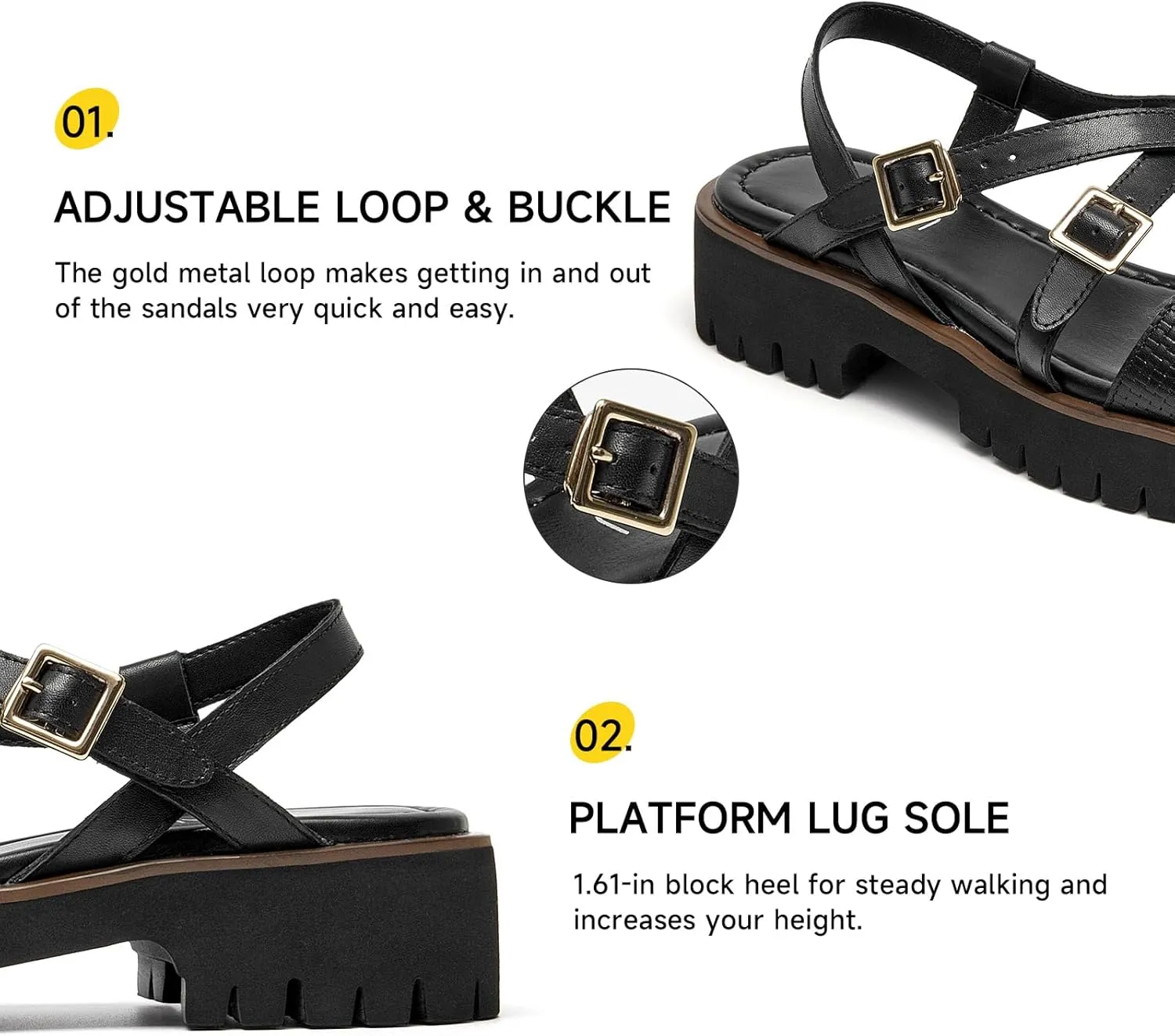 BEAU TODAY Women's Platform Sandals, Gladiator Sandals for Women, Womens Lightweight Fisherman Platform Sandals, Fashion Open Toe Chunky Sandals