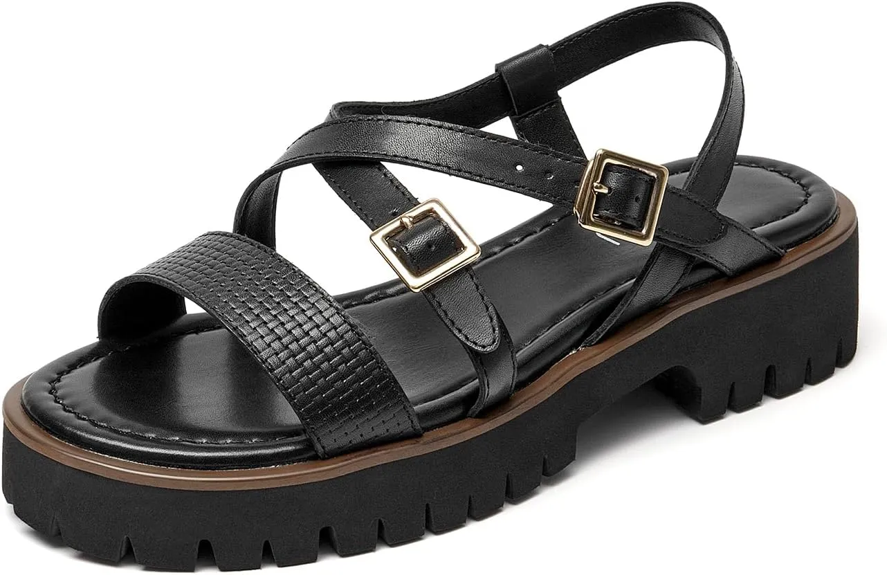 BEAU TODAY Women's Platform Sandals, Gladiator Sandals for Women, Womens Lightweight Fisherman Platform Sandals, Fashion Open Toe Chunky Sandals