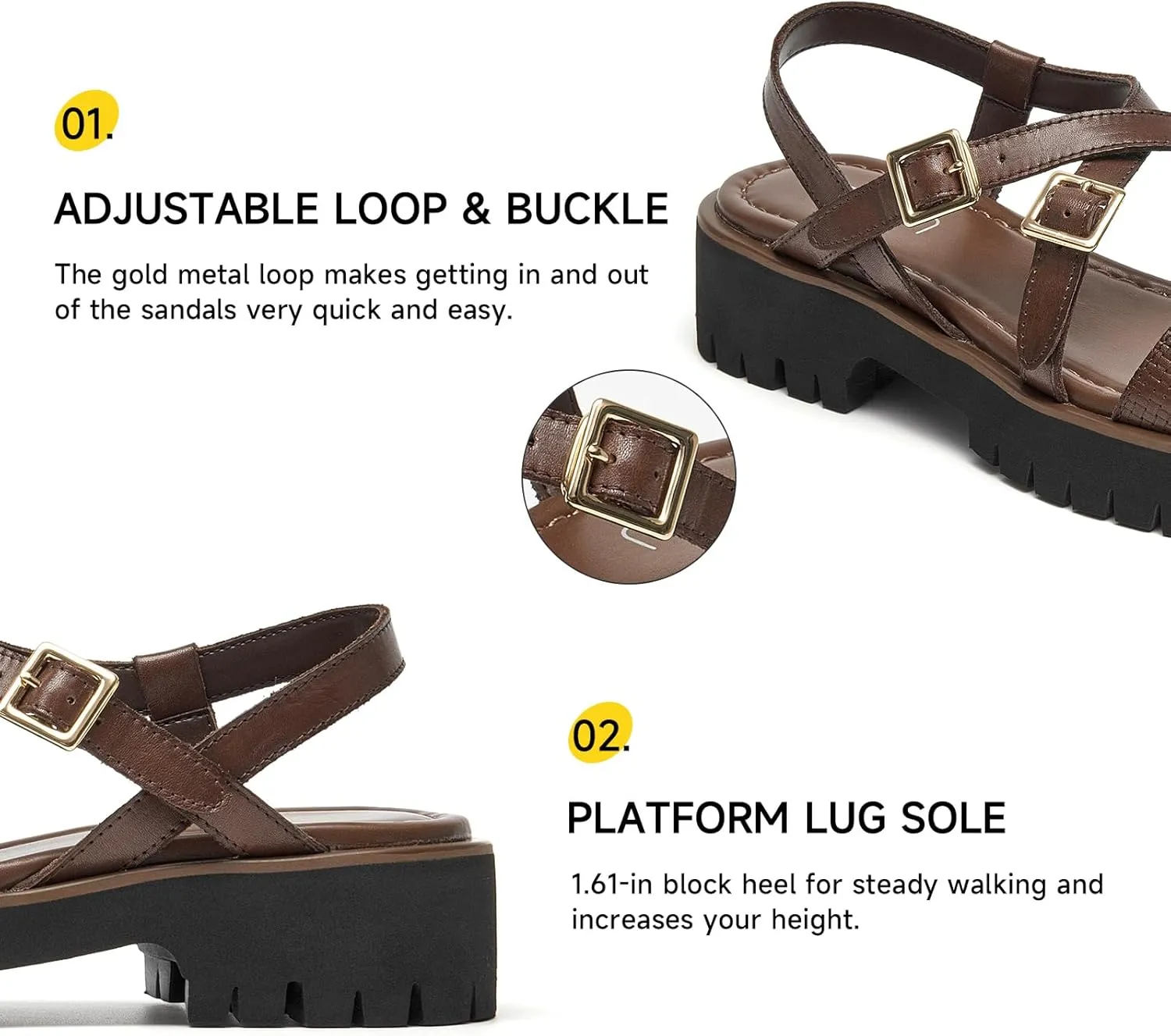 BEAU TODAY Women's Platform Sandals, Gladiator Sandals for Women, Womens Lightweight Fisherman Platform Sandals, Fashion Open Toe Chunky Sandals