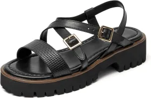 BEAU TODAY Women's Platform Sandals, Gladiator Sandals for Women, Womens Lightweight Fisherman Platform Sandals, Fashion Open Toe Chunky Sandals