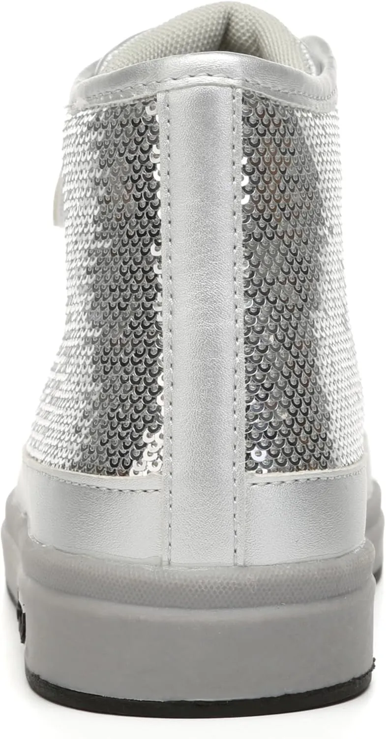 Bernal Kids Fashion High Top Sneakers Sparkle Sequins Flash Walking Shoes for Boys Girls Gift Party Birthday Christmas Halloween (Toddler/Little Kid/Big Kid)