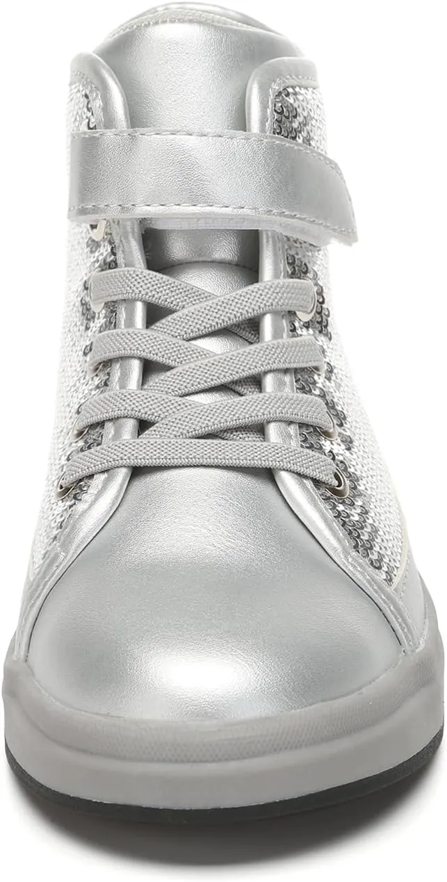 Bernal Kids Fashion High Top Sneakers Sparkle Sequins Flash Walking Shoes for Boys Girls Gift Party Birthday Christmas Halloween (Toddler/Little Kid/Big Kid)