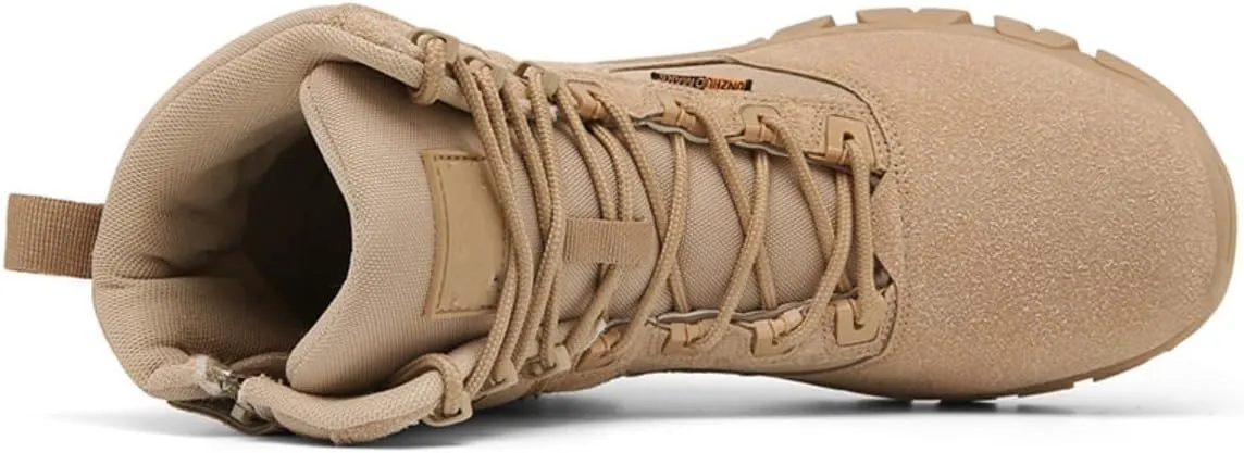 Bitiger Men's Combat Boots with Side Zipper Velcro and Casual Outdoor Mountaineering Trekking Commando Tactical Boots