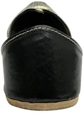 Black Men Vintage Look Handmade Leather Khussa Shoes Indian Aladdin Juttis