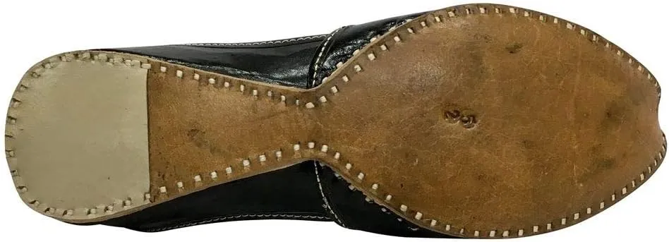Black Men Vintage Look Handmade Leather Khussa Shoes Indian Aladdin Juttis