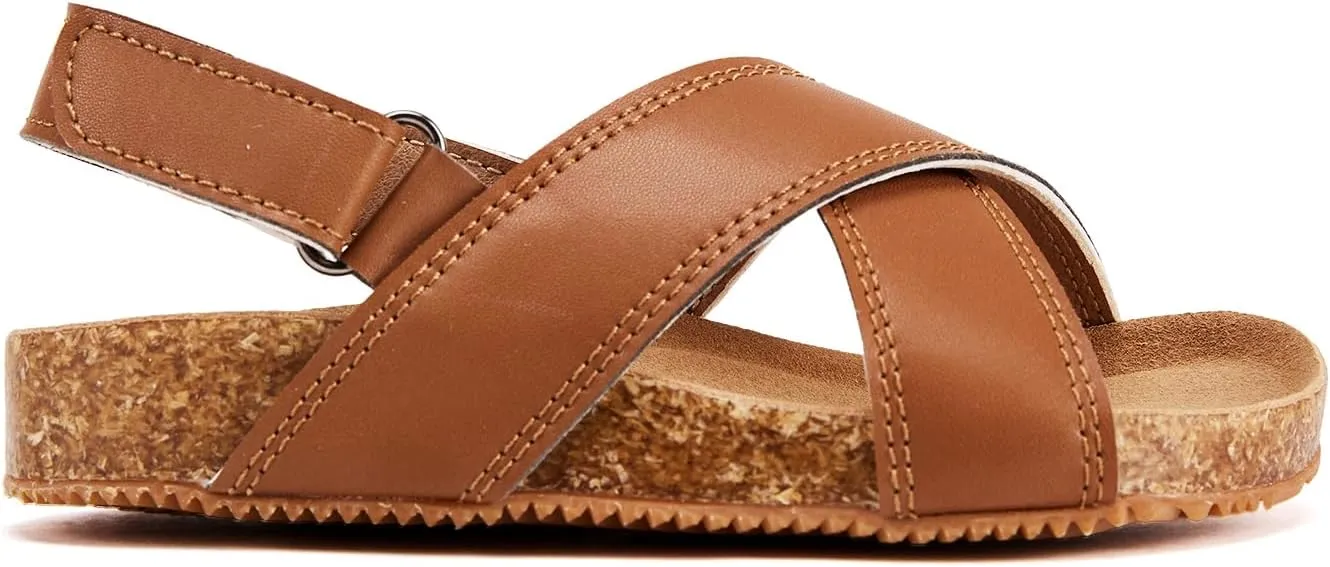 BMCiTYBM Toddler Boys Girls Sandals Open Toe Arch Support Slides Adjustable Straps Cork Footbed Slippers for Indoor Outdoor
