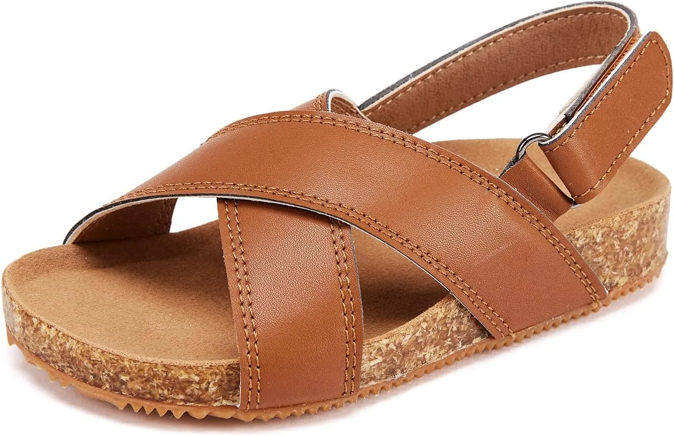 BMCiTYBM Toddler Boys Girls Sandals Open Toe Arch Support Slides Adjustable Straps Cork Footbed Slippers for Indoor Outdoor