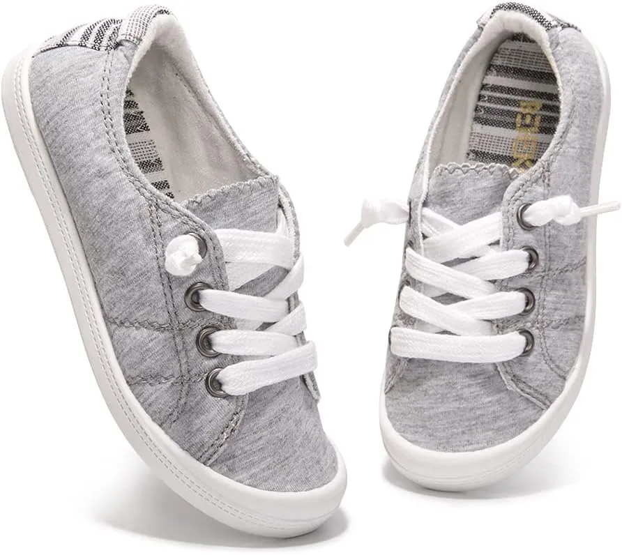 Boy and Girl Slip on Canvas Sneaker, Kids Low Top Casual Fashion Shoes, Comfy Lace up Walking Shoes