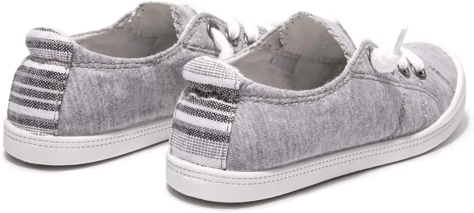Boy and Girl Slip on Canvas Sneaker, Kids Low Top Casual Fashion Shoes, Comfy Lace up Walking Shoes