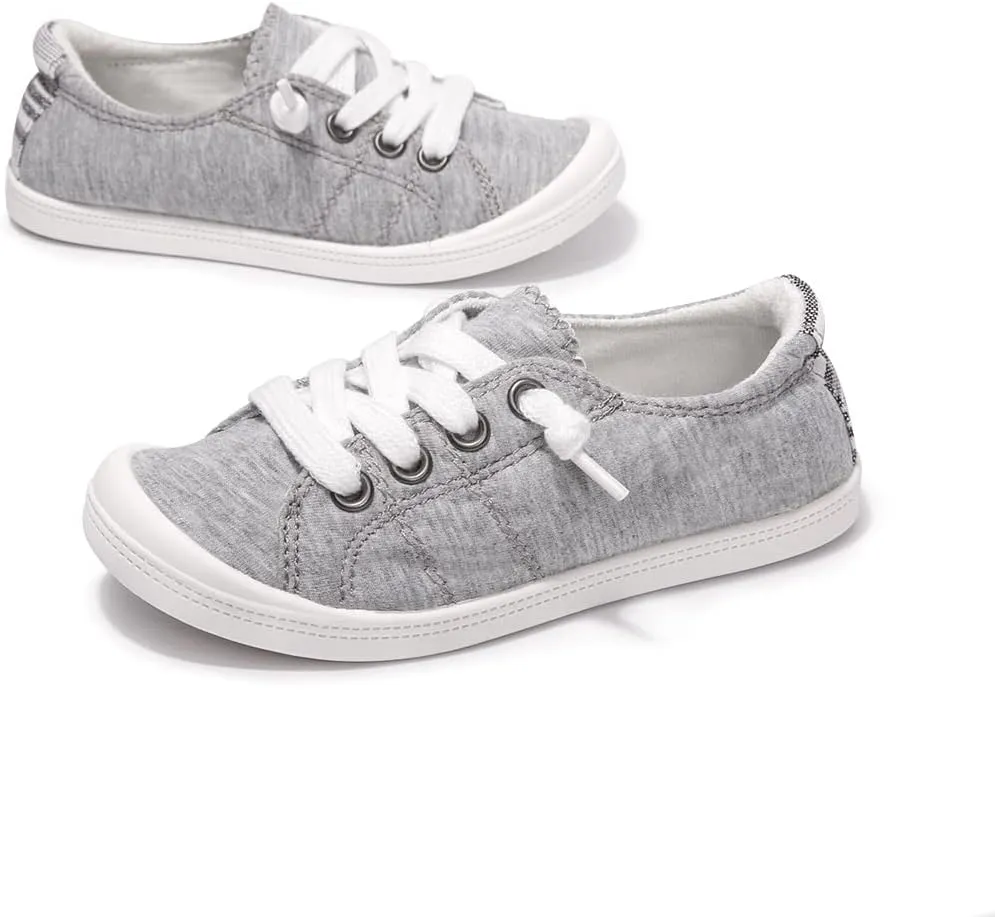 Boy and Girl Slip on Canvas Sneaker, Kids Low Top Casual Fashion Shoes, Comfy Lace up Walking Shoes
