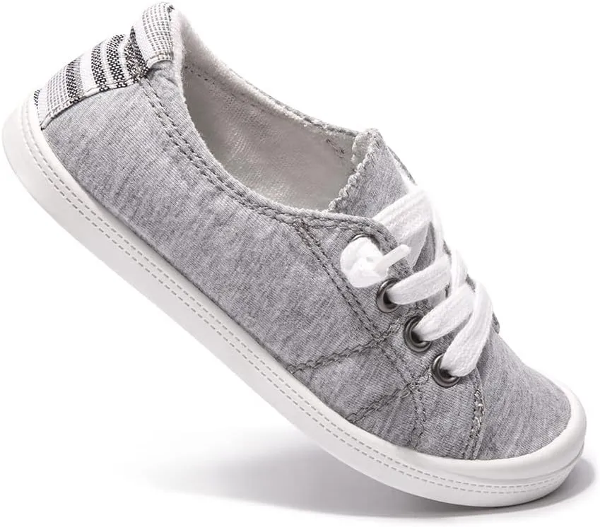 Boy and Girl Slip on Canvas Sneaker, Kids Low Top Casual Fashion Shoes, Comfy Lace up Walking Shoes