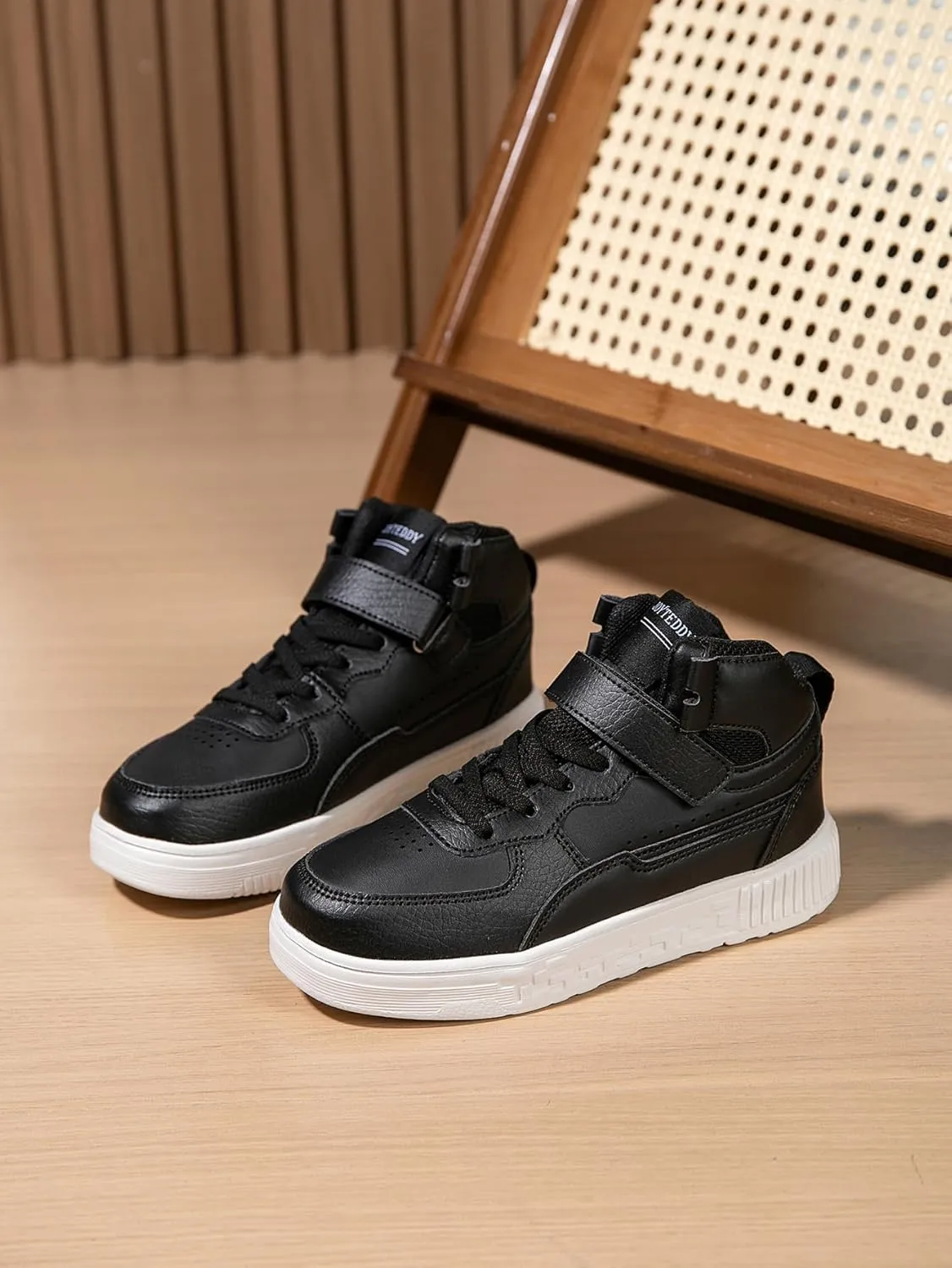 Boy Girl Board Shoes Non-Slip Outdoor Adjustable Strap Closure High Top Sneakers for Little Kids/Big Kids Age 6-12 Years