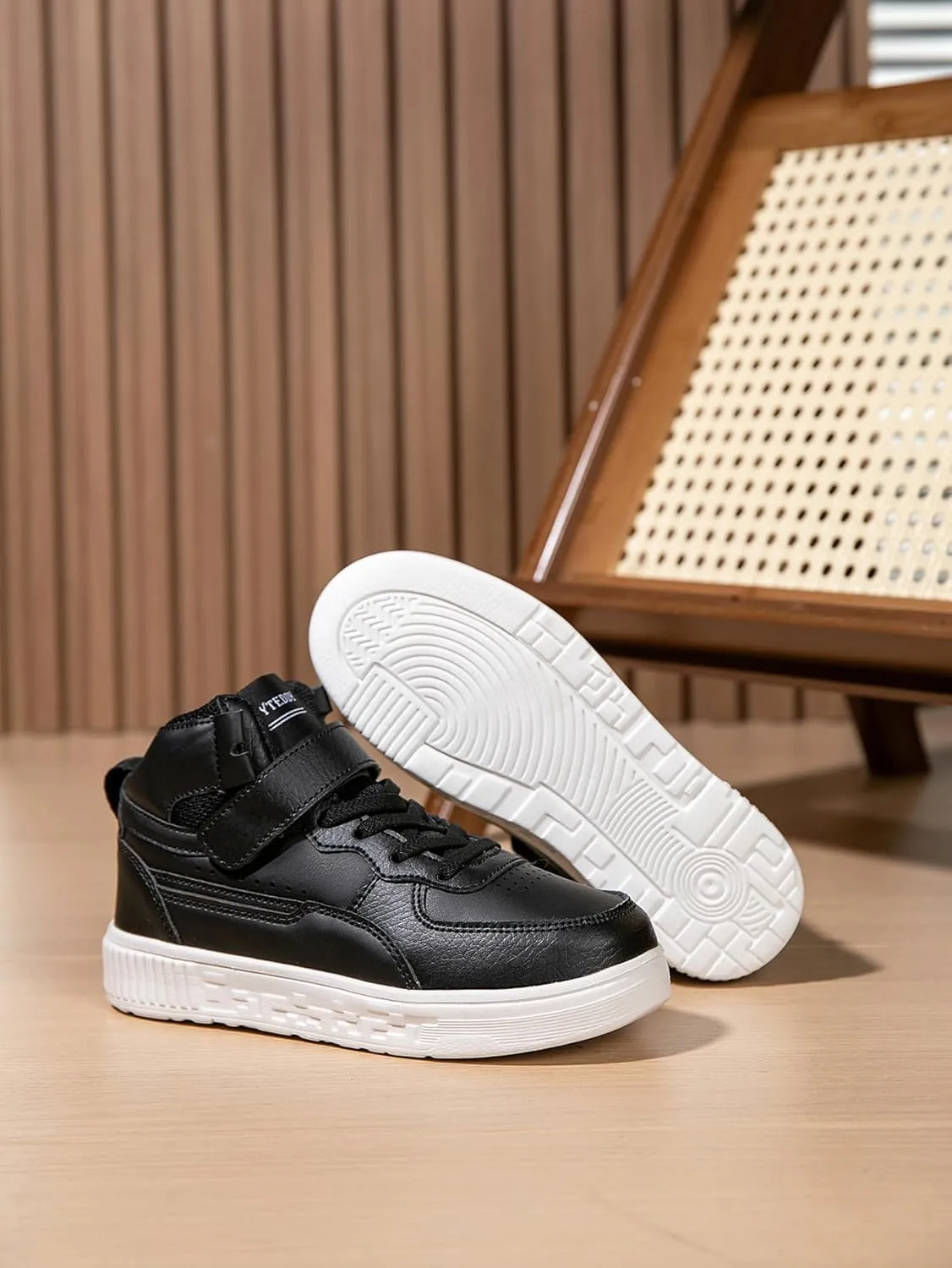 Boy Girl Board Shoes Non-Slip Outdoor Adjustable Strap Closure High Top Sneakers for Little Kids/Big Kids Age 6-12 Years