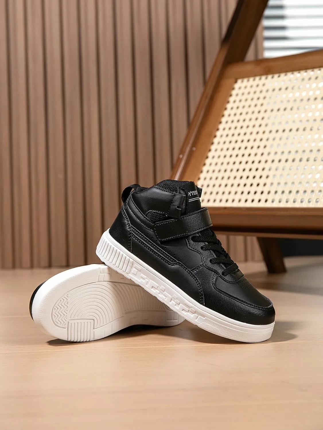 Boy Girl Board Shoes Non-Slip Outdoor Adjustable Strap Closure High Top Sneakers for Little Kids/Big Kids Age 6-12 Years