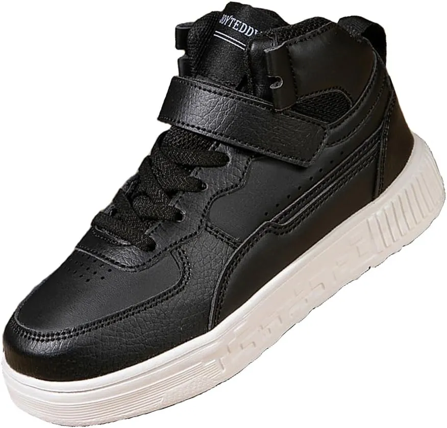Boy Girl Board Shoes Non-Slip Outdoor Adjustable Strap Closure High Top Sneakers for Little Kids/Big Kids Age 6-12 Years