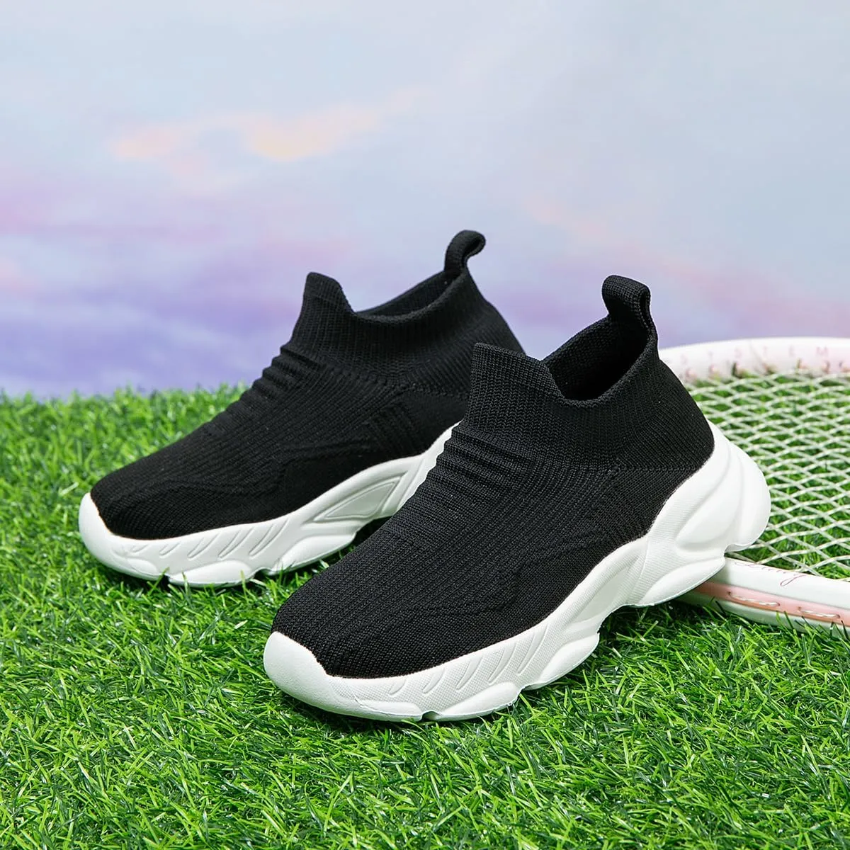 Boys and Girls Sock Shoes Casual Sports Running Walking Knitted Shoes Slip-On High Tops Lightweight Breathable Non Slip (Toddler/Little Kid/Big Kid)