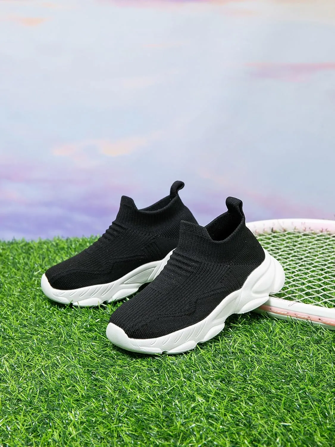 Boys and Girls Sock Shoes Casual Sports Running Walking Knitted Shoes Slip-On High Tops Lightweight Breathable Non Slip (Toddler/Little Kid/Big Kid)