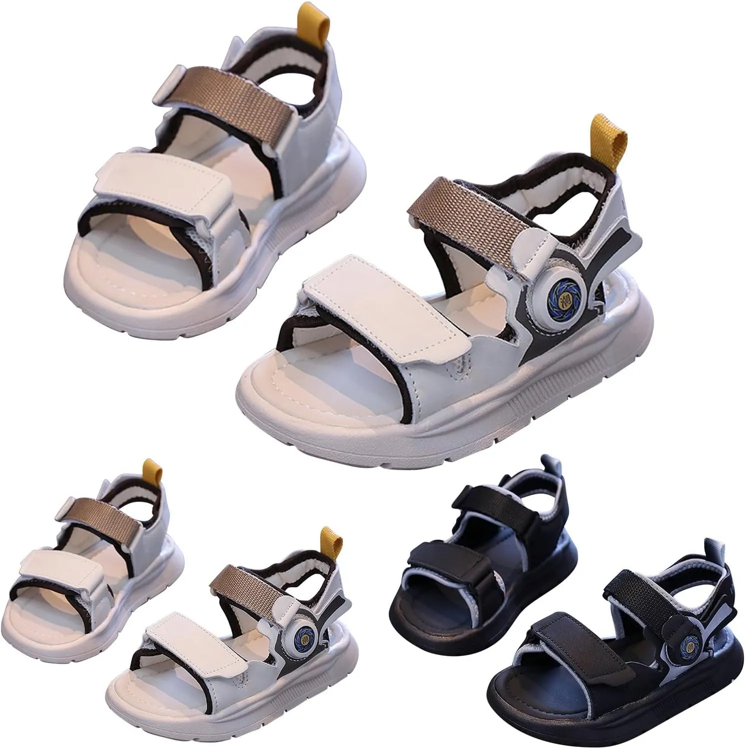 Boys Girls Open Toe Sports Sandals Summer Beach Walking Water Shoes with Hook and Loop Soft Sole Kids Foam Sandals
