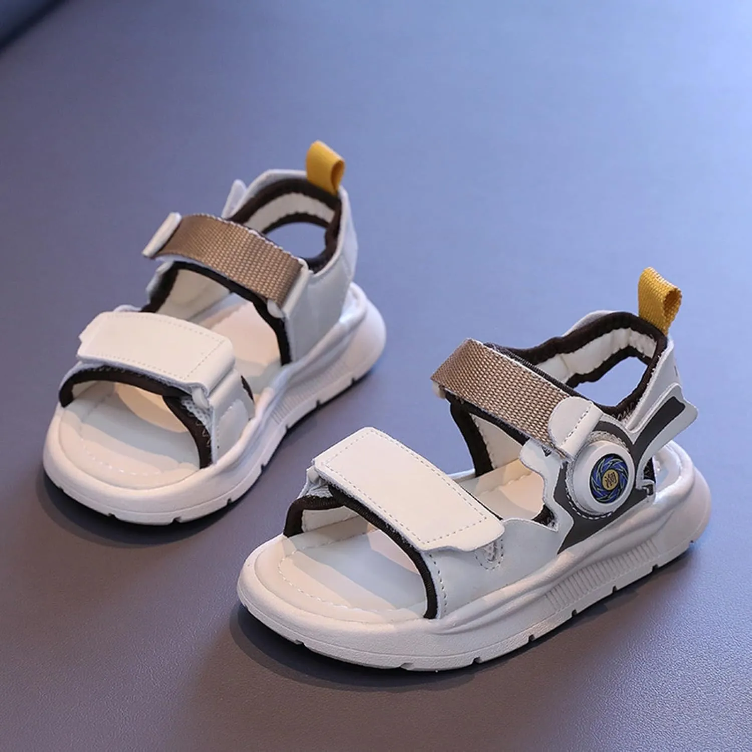 Boys Girls Open Toe Sports Sandals Summer Beach Walking Water Shoes with Hook and Loop Soft Sole Kids Foam Sandals
