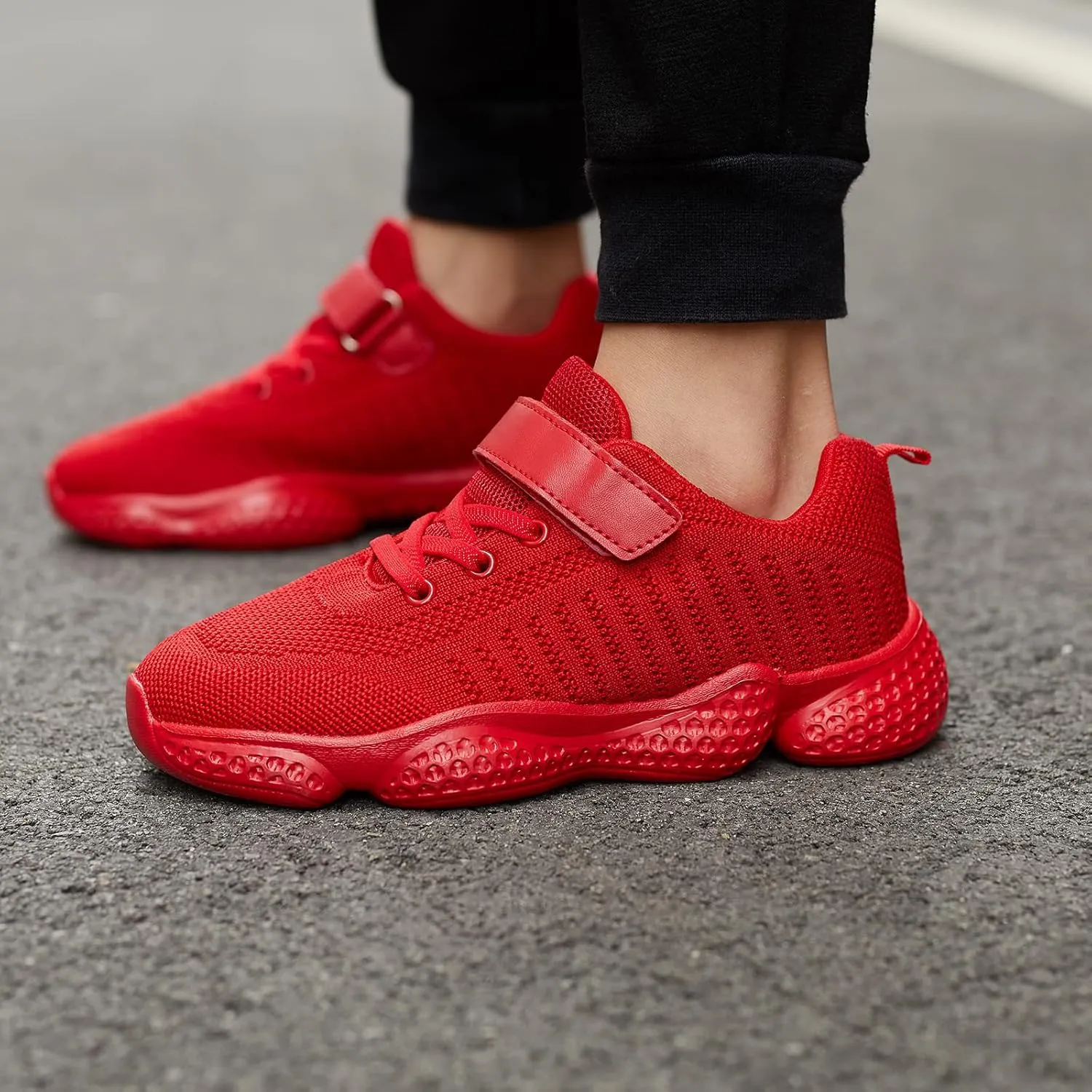 Boys Girls Sneakers Knitted Mesh Sports Shoes Breathable Lightweight Running Shoes for Kids Fashion Athletic Casual Shoes (Little/Big)