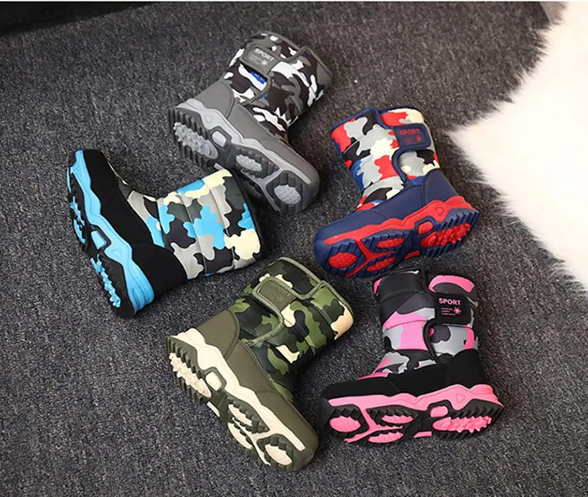 Boys Girls Snow Boots Winter Outdoor Waterproof Slip Resistant Cold Weather Shoes(Little Kid/Big Kid)