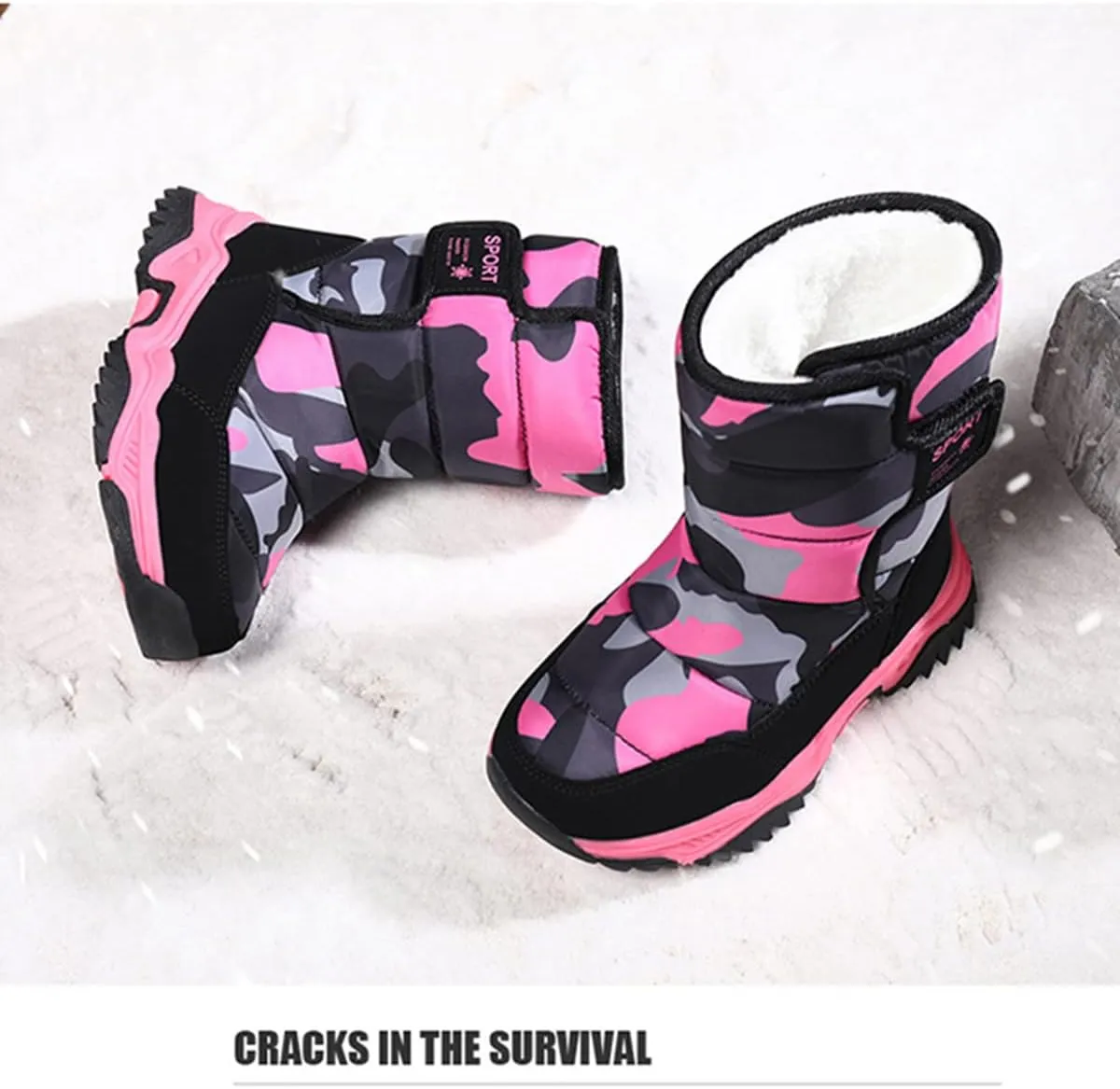 Boys Girls Snow Boots Winter Outdoor Waterproof Slip Resistant Cold Weather Shoes(Little Kid/Big Kid)