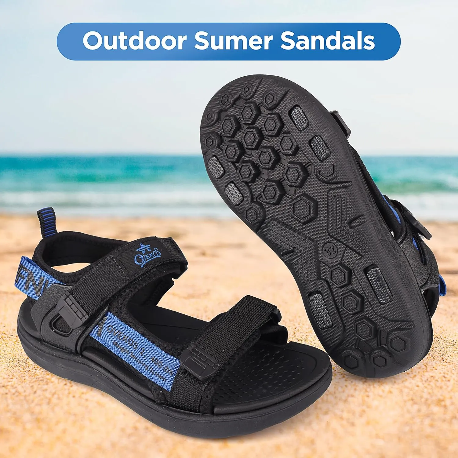 Boys Sandals Kids Summer Sports Hiking Sandals Adjustable Straps for Beach Outdoor Lightweight(Little Kid/Big Kid)