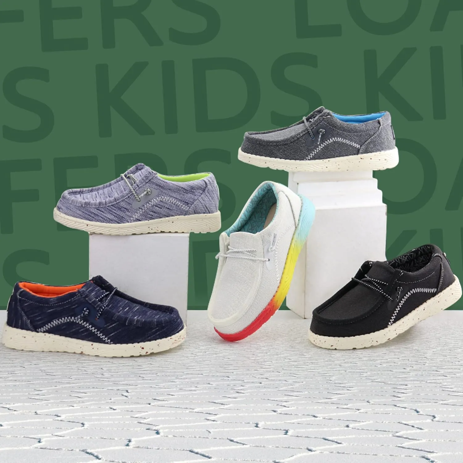 brooman Kids Loafers Boys Slip on Canvas Shoes Girls School Shoes