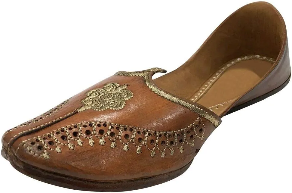 Brown Maharaja Look Old Mens Shoes Khussa Mojari Punjabi Jutti Ethnic Hobo