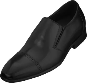 CALTO Men's Invisible Height Increasing Elevator Shoes - Black Leather Slip-on Formal Dress Loafers- 2.4 Inches Taller - Y6115 - Size 7.5 D(M) US