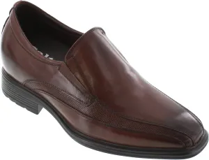 CALTO Men's Invisible Height Increasing Elevator Shoes - Dark Brown Leather Slip-on Super Lightweight Formal Loafers - 3 Inches Taller - G60125 - Size 8 D(M) US