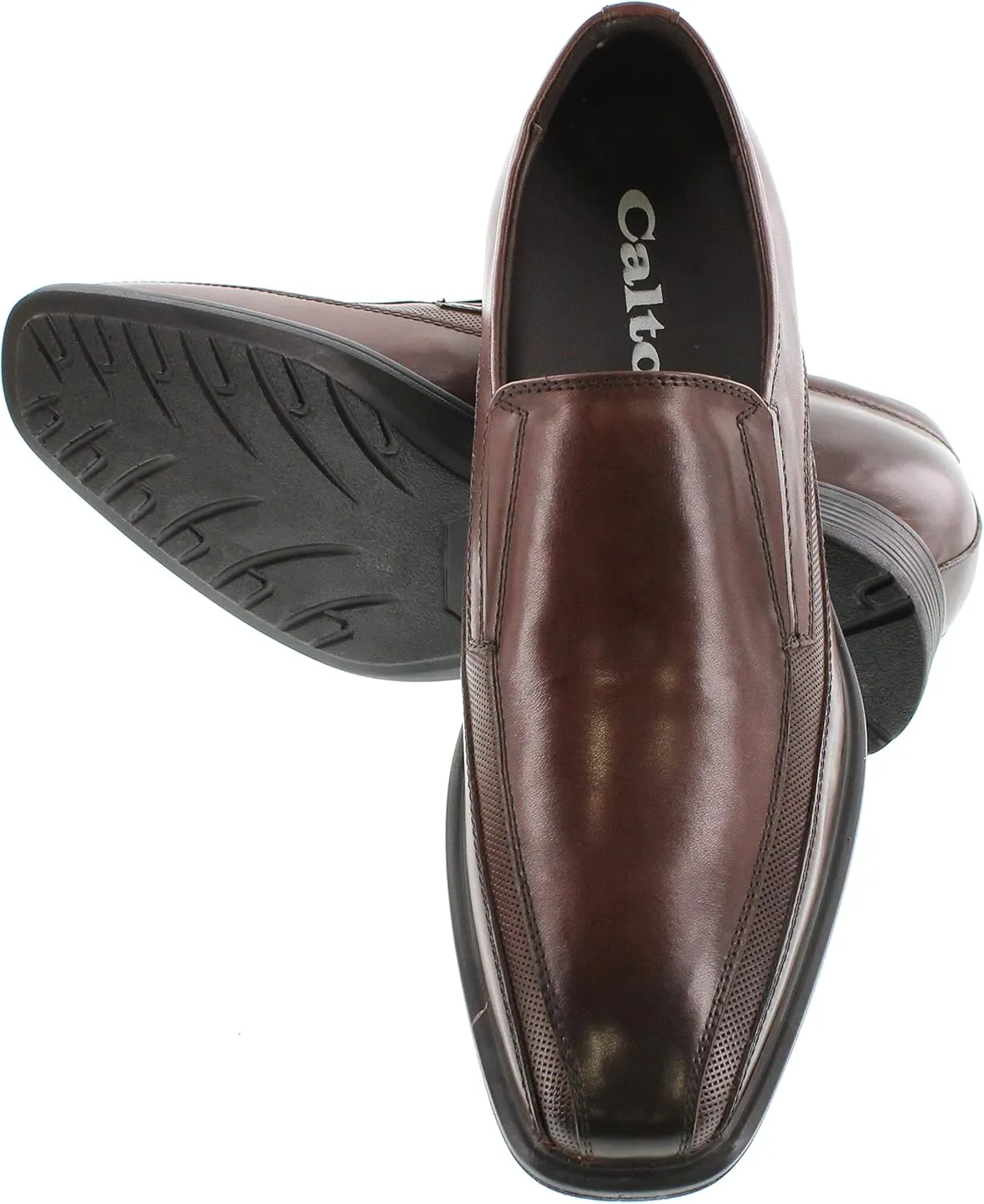 CALTO Men's Invisible Height Increasing Elevator Shoes - Dark Brown Leather Slip-on Super Lightweight Formal Loafers - 3 Inches Taller - G60125 - Size 8 D(M) US