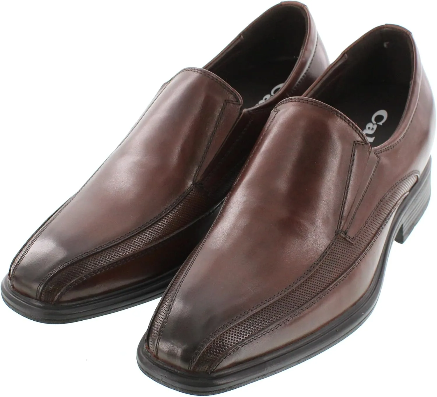 CALTO Men's Invisible Height Increasing Elevator Shoes - Dark Brown Leather Slip-on Super Lightweight Formal Loafers - 3 Inches Taller - G60125 - Size 8 D(M) US