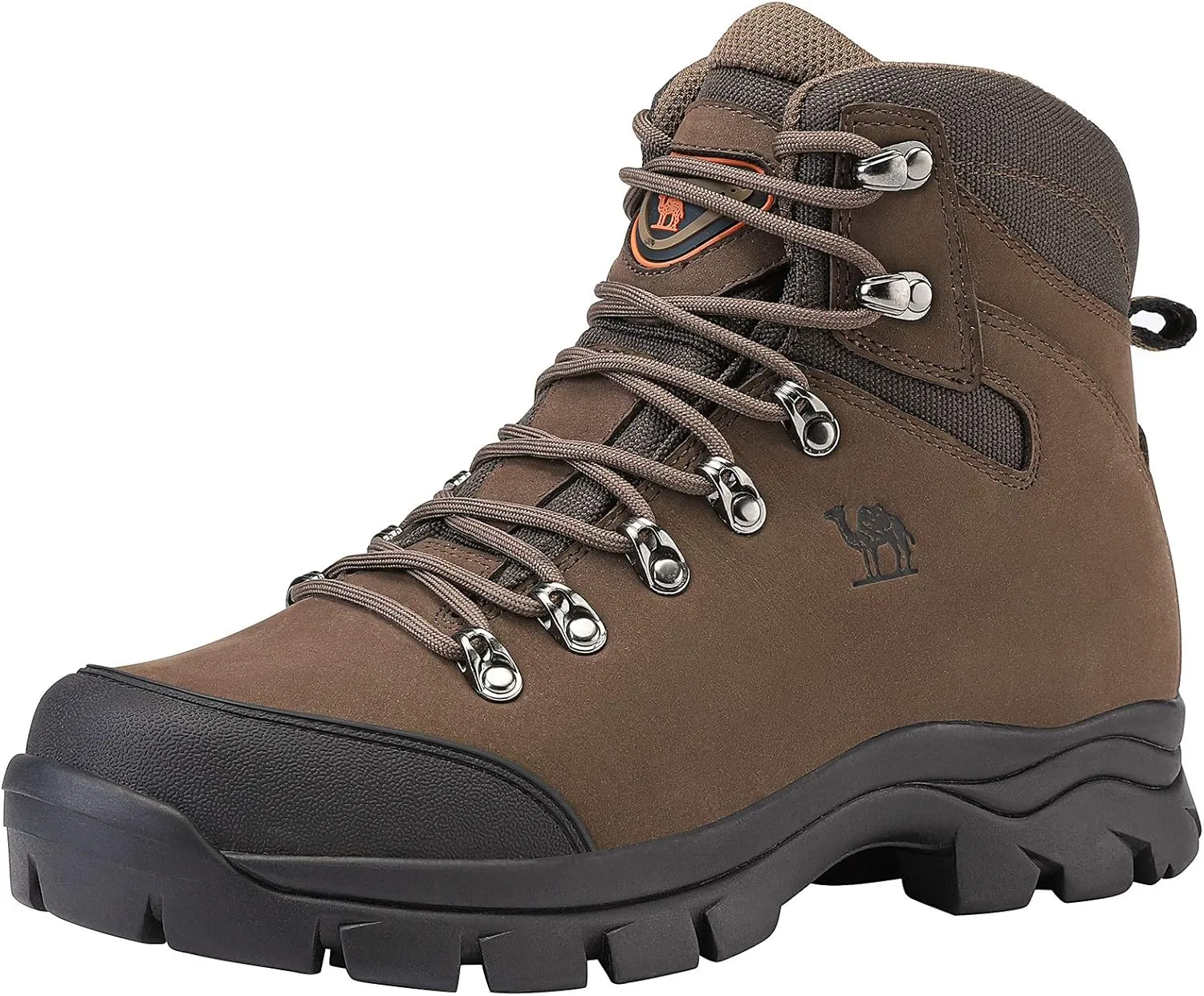 CAMEL CROWN Mens Hiking Boots Outdoor Trekking Backpacking Boot Mid Hiker Boot for Men Genuine Leather