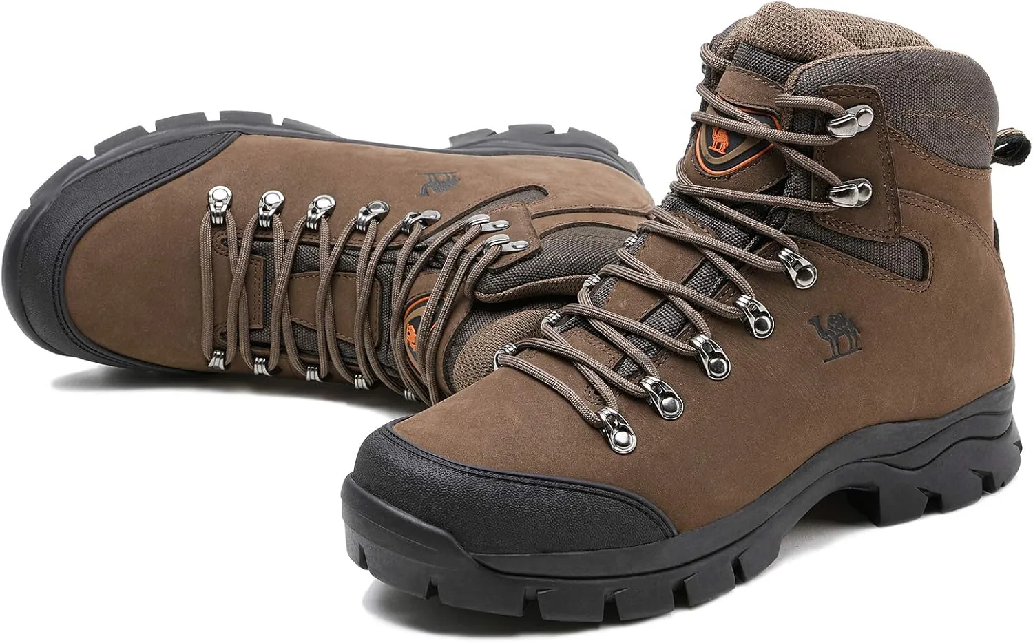 CAMEL CROWN Mens Hiking Boots Outdoor Trekking Backpacking Boot Mid Hiker Boot for Men Genuine Leather