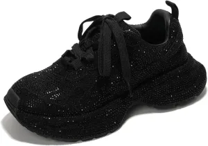 Cape Robbin Johanna Sneakers, Chunky Sneakers Women, Trendy Rhinestone Platform Sneakers, Chunky Black & White Sneakers Women
