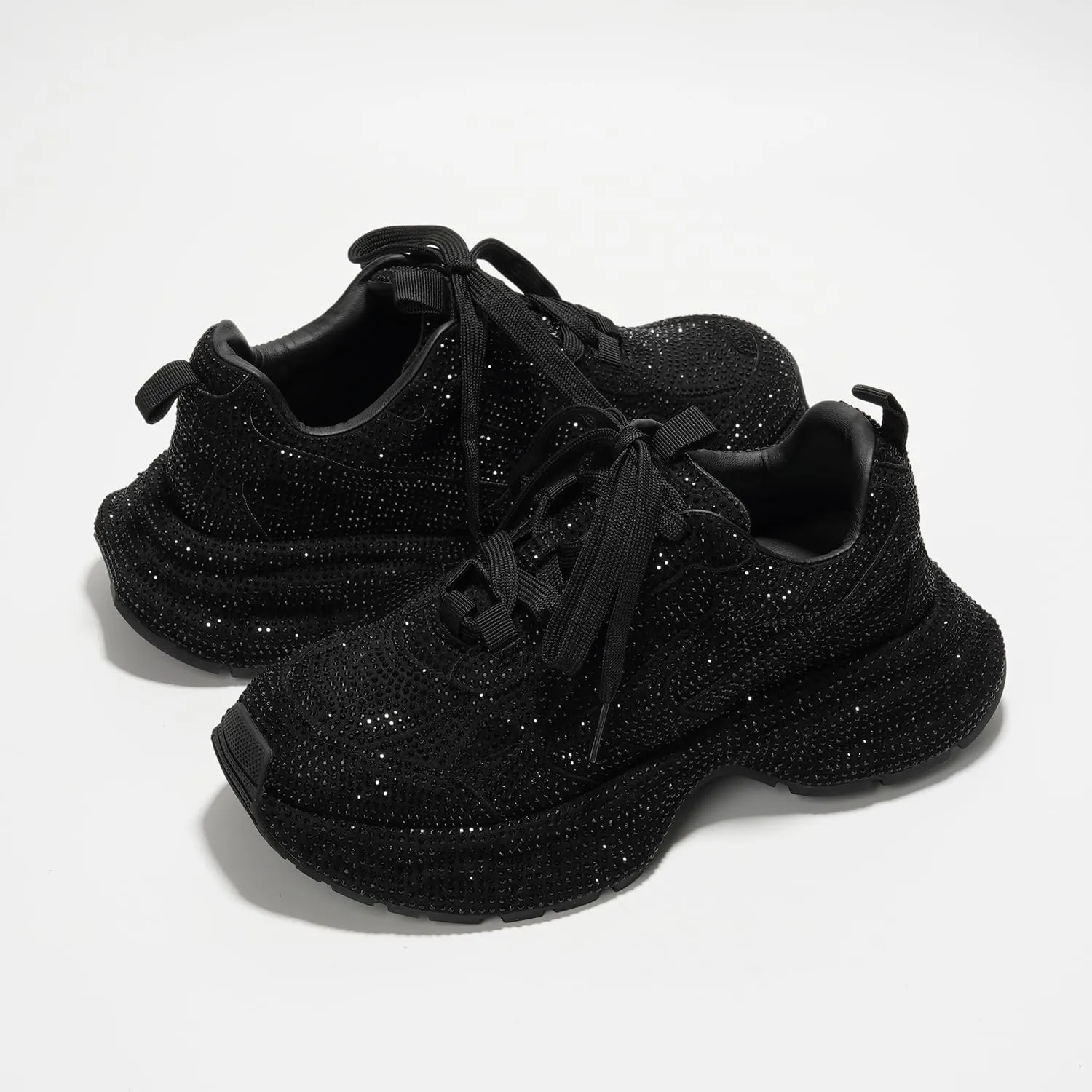 Cape Robbin Johanna Sneakers, Chunky Sneakers Women, Trendy Rhinestone Platform Sneakers, Chunky Black & White Sneakers Women