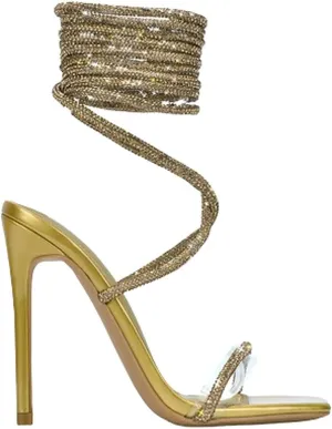 Cape Robbin Women's Rhinestone Lace Up High Heel Sandals