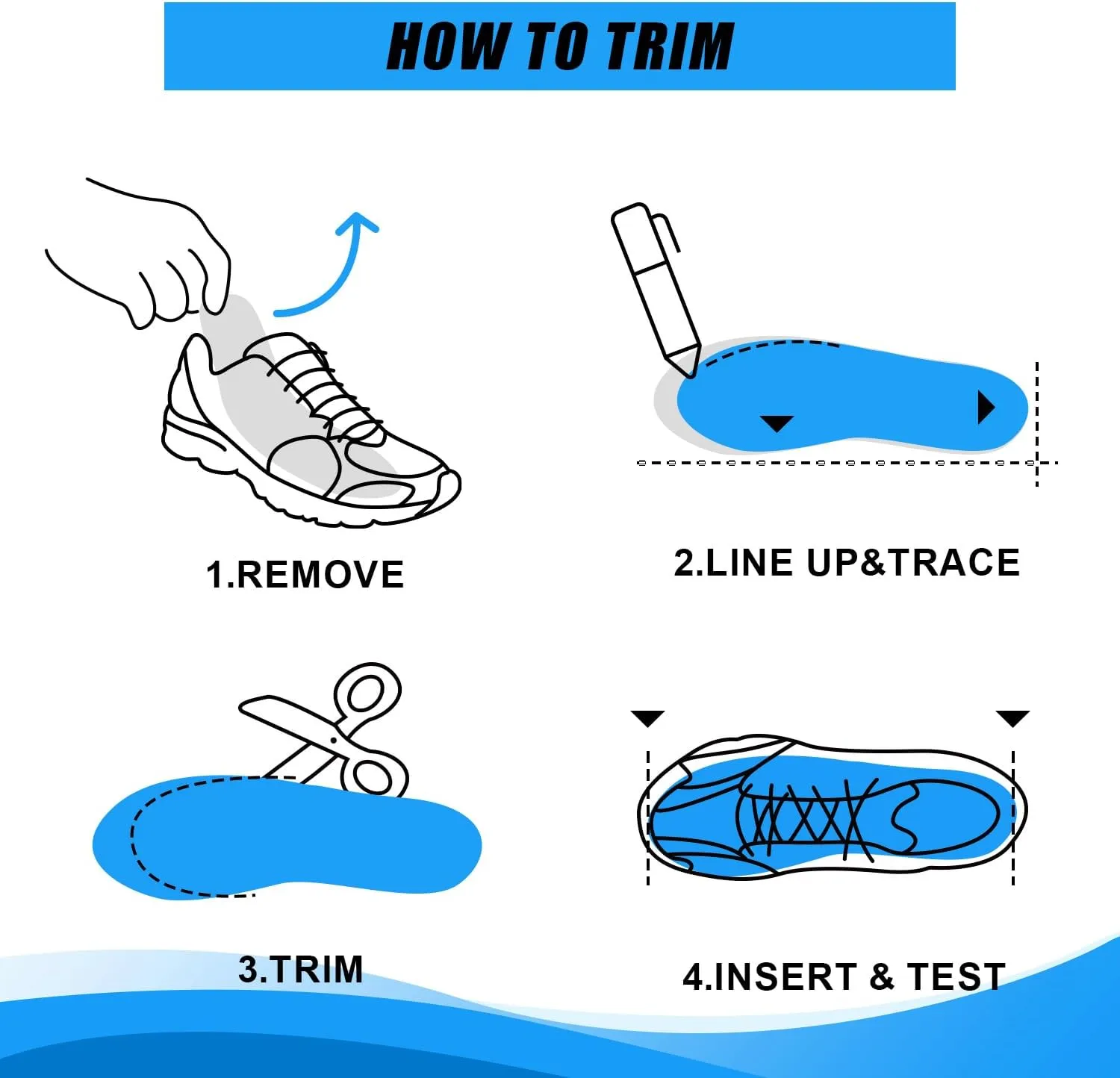 Carbon Fiber Insole with Arch Support for Long Periods of Standing, Jogging, Hiking and Other Outdoor Sports, as Well as a Work Boot Insole. (Blue, M：9.5/10丨W：10.5/11（290mm）)