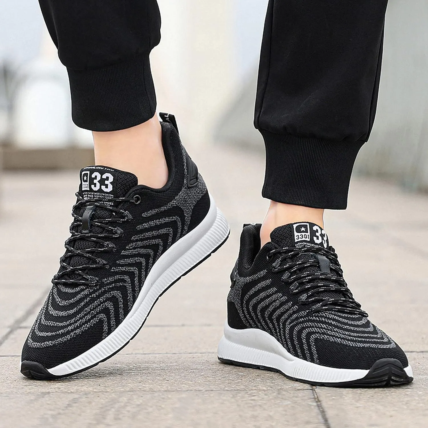 CERYTHRINA Men Elevator Sneakers Invisible Height Increasing Elevator Shoes Sports Shoes 2.36 Inches Breathable Lace up Sneakers