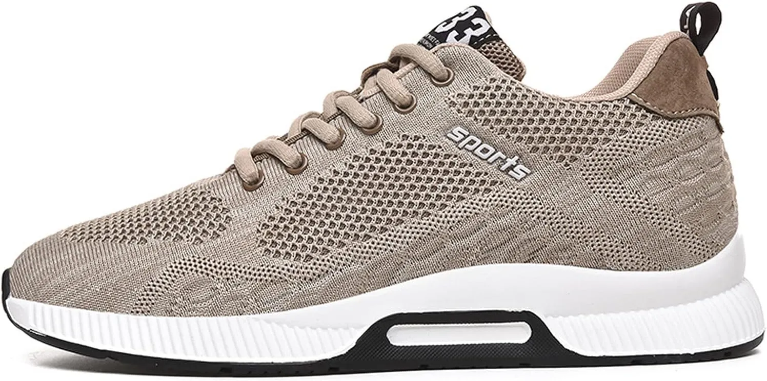 CERYTHRINA Men Elevator Sneakers Invisible Height Increasing Elevator Shoes Sports Shoes 2.36 Inches Breathable Lace up Sneakers