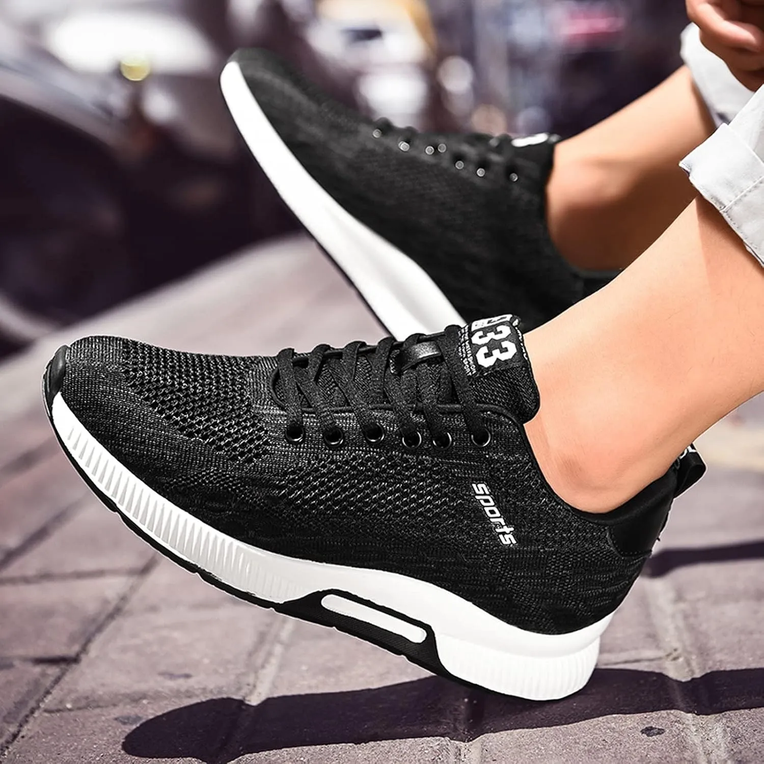 CERYTHRINA Men Elevator Sneakers Invisible Height Increasing Elevator Shoes Sports Shoes 2.36 Inches Breathable Lace up Sneakers