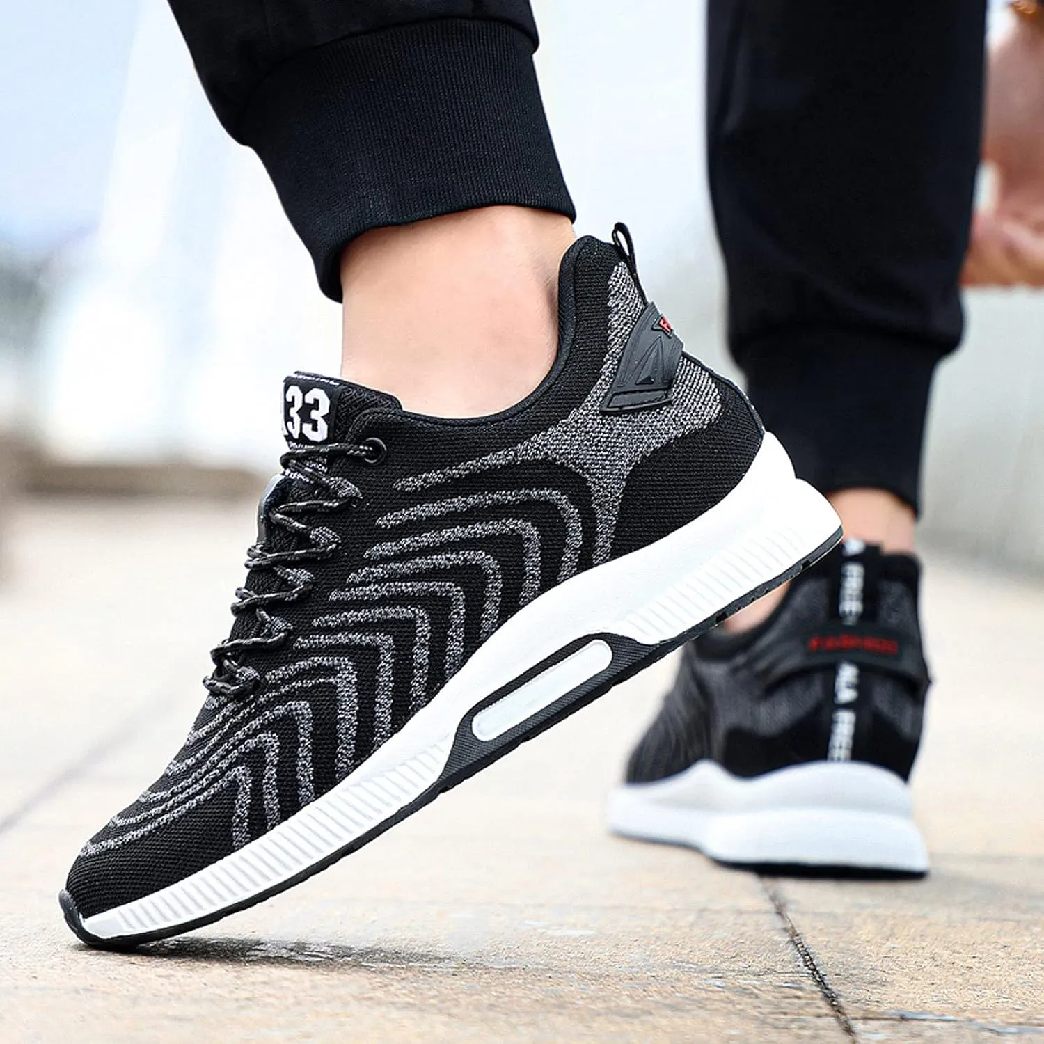 CERYTHRINA Men Elevator Sneakers Invisible Height Increasing Elevator Shoes Sports Shoes 2.36 Inches Breathable Lace up Sneakers