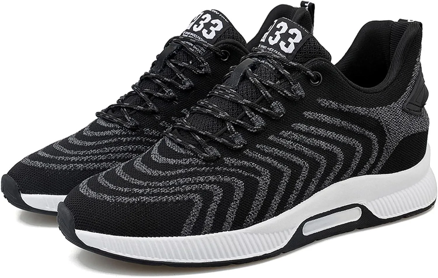 CERYTHRINA Men Elevator Sneakers Invisible Height Increasing Elevator Shoes Sports Shoes 2.36 Inches Breathable Lace up Sneakers