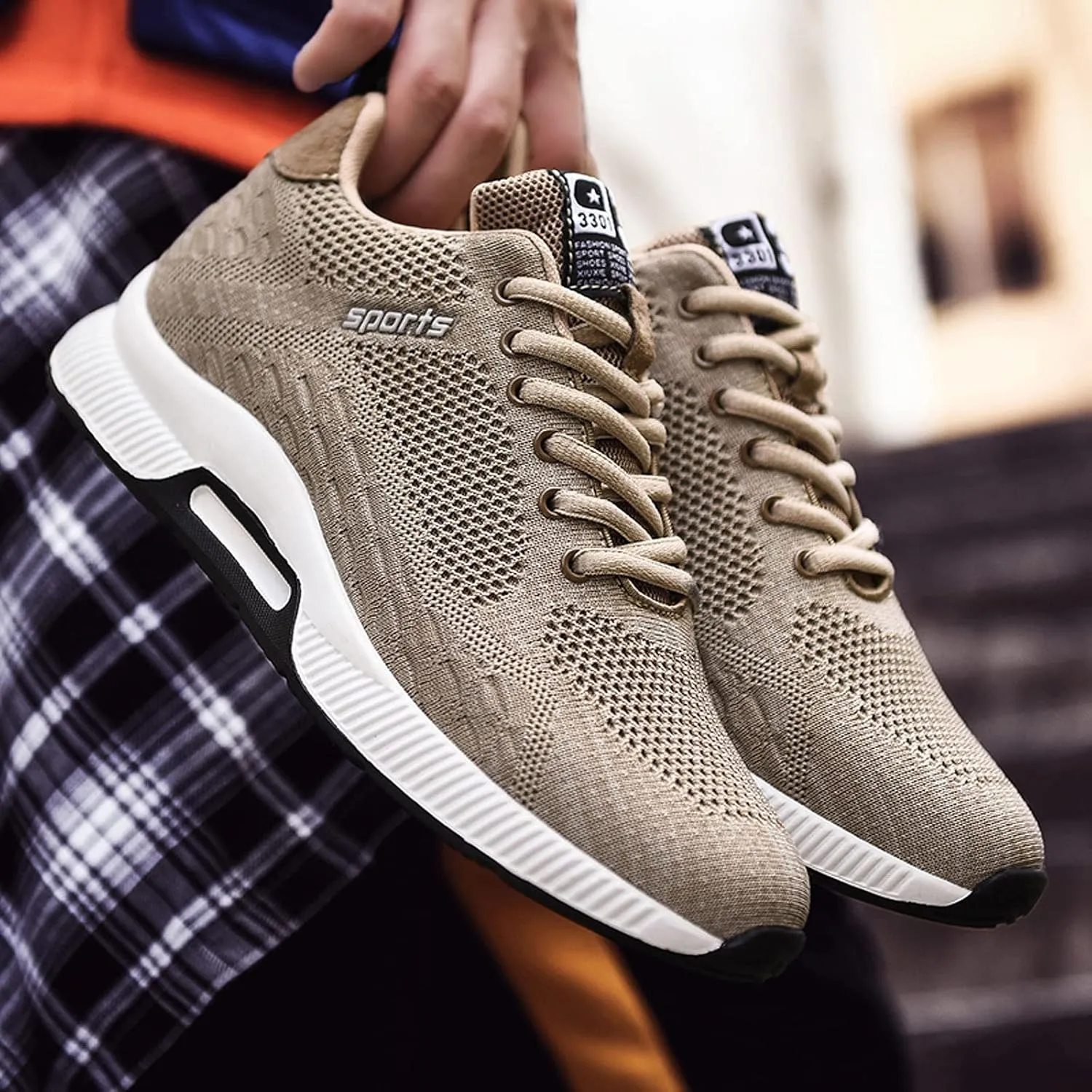 CERYTHRINA Men Elevator Sneakers Invisible Height Increasing Elevator Shoes Sports Shoes 2.36 Inches Breathable Lace up Sneakers
