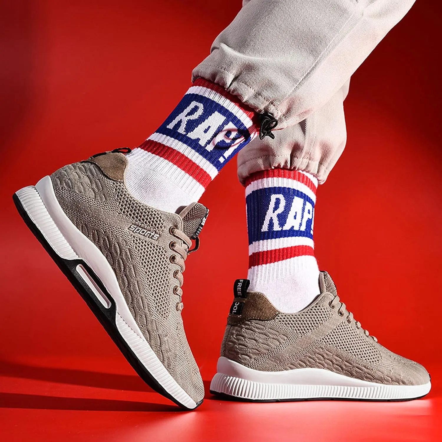 CERYTHRINA Men Elevator Sneakers Invisible Height Increasing Elevator Shoes Sports Shoes 2.36 Inches Breathable Lace up Sneakers