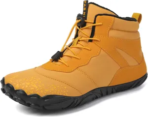 CERYTHRINA Men Women Barefoot Shoes Winter Wide Toe Box Walking Boots Plush Lined Warm Snow Boots Outdoor Anti-Slip Ankle Boots