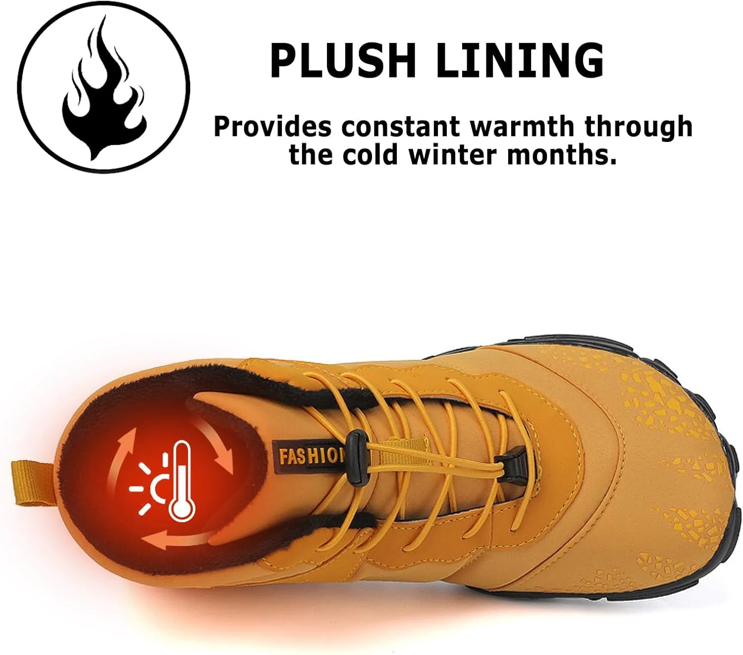 CERYTHRINA Men Women Barefoot Shoes Winter Wide Toe Box Walking Boots Plush Lined Warm Snow Boots Outdoor Anti-Slip Ankle Boots